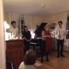 Concerts de la Plaisante, Pully 6 janvier 2018. Anne Borloz présente (de gauche à droite) Matthew Chin, Yu Cheng et Adam Leites. Photo Doni